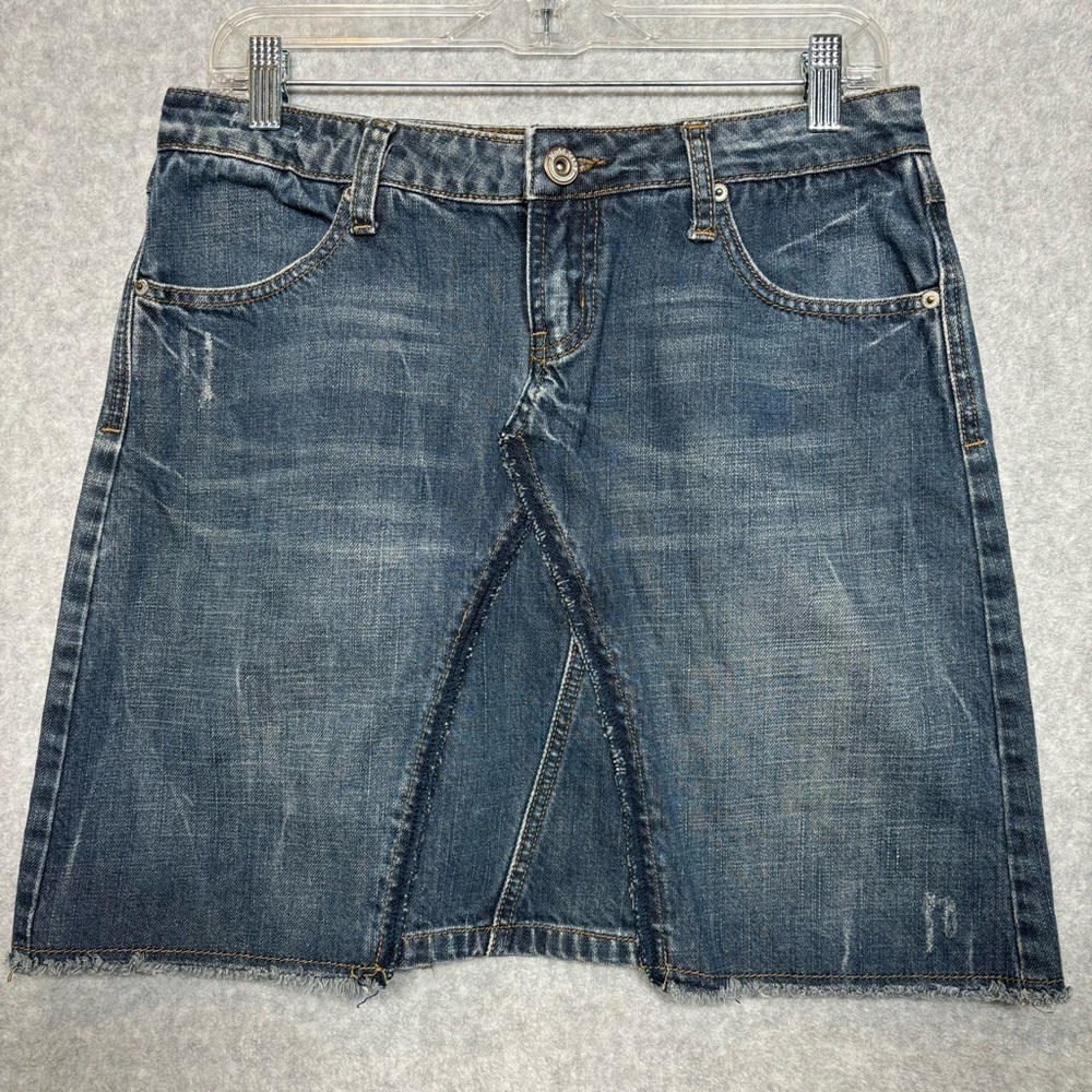 Mudd Vintage Y2K Blue Jean Denim Above the Knee Skirt-Juniors Size 11 - Picture 2 of 6